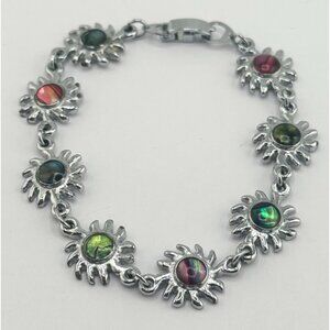 Vintage silver colorful starburst bracelet